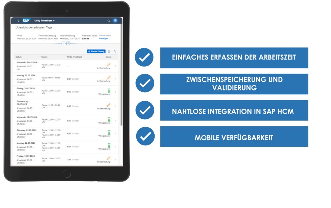 arbeitszeiterfassung, daily timesheet